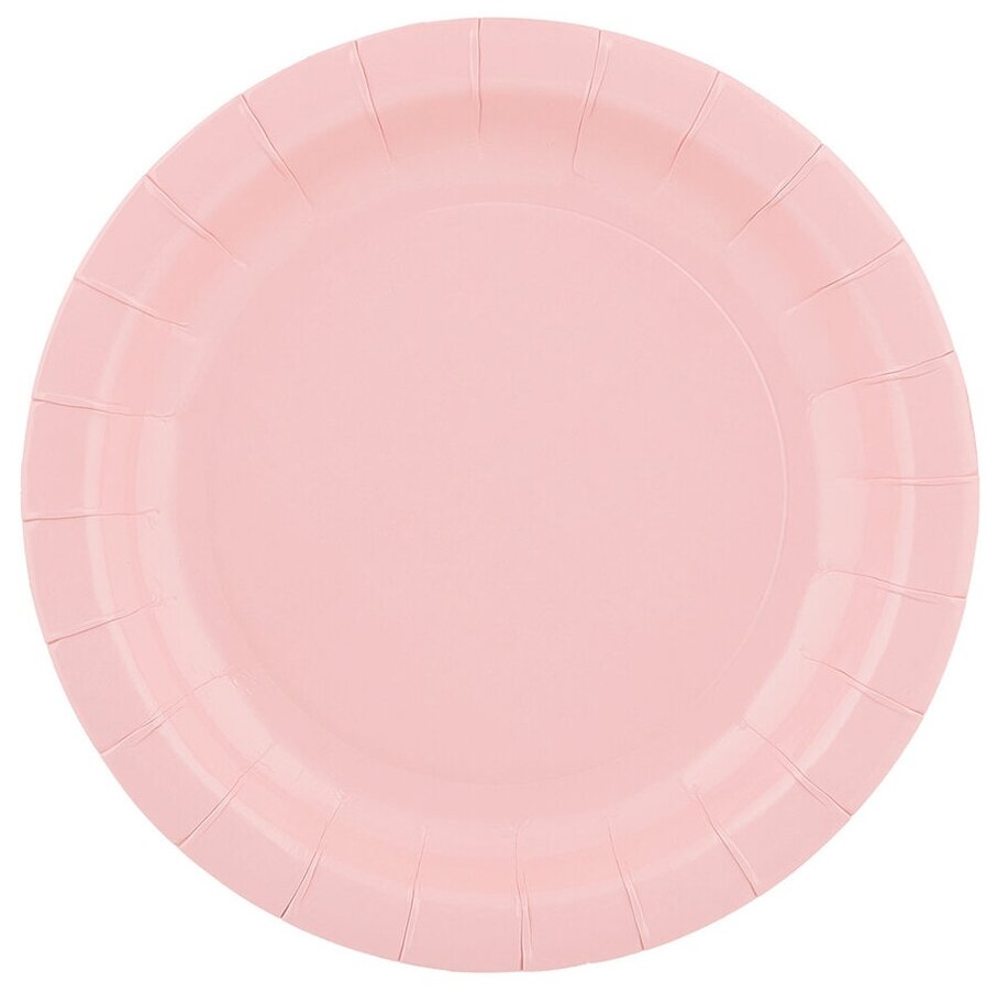 Тарелки бумажные Riota для праздника и пикника Пастель розовая, 17 см, 6 шт