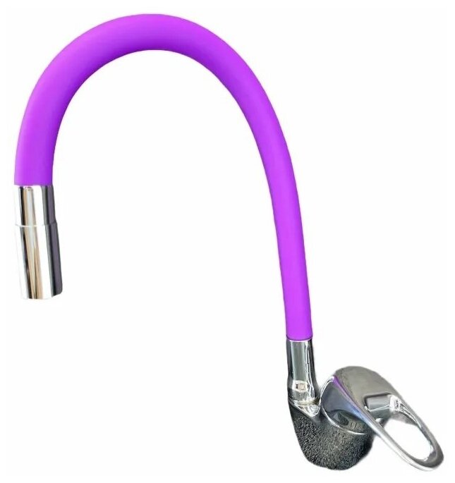 Смеситель для кухни однорукий с гибким изливом фиолетового цвета SK-F - фотография № 3
