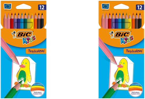 Bic Карандаши цветные Kids Tropicolors, 12 шт-2уп.