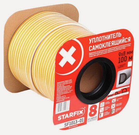 Изображение товара Уплотнитель тип D белый 9х8 мм STARFIX 100 м (SF1013-01)