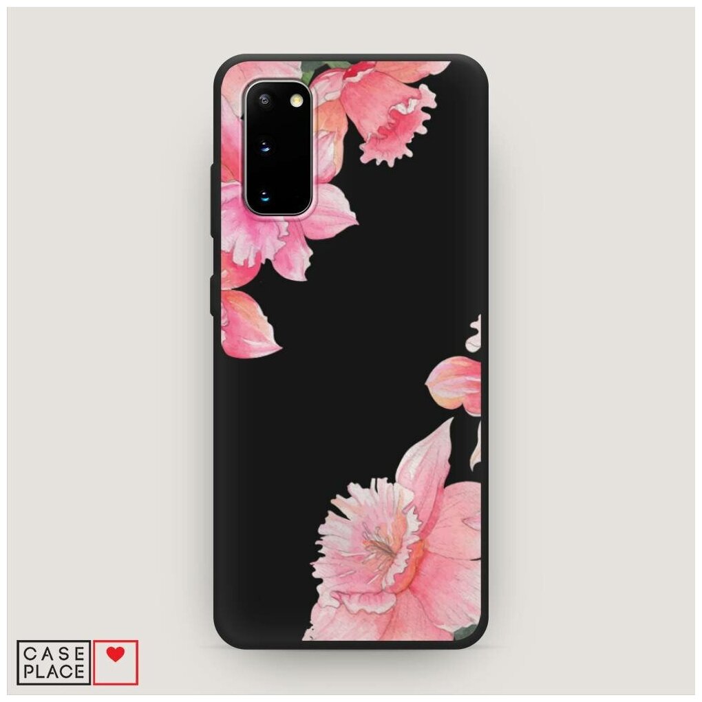 Матовый силиконовый чехол "Розовые цветочные уголки" на Samsung Galaxy S20 / Самсунг Гэлакси S20