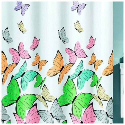 Шторка для ванной Kleine Wolke Butterflies Multicolor, 180x200 см., 100% полиэстер