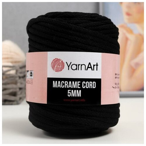 YarnArt Пряжа Macrame Cord 60% хлопок, 40% вискоза/полиэстер 5 мм 85м/500гр (750 чёрный)