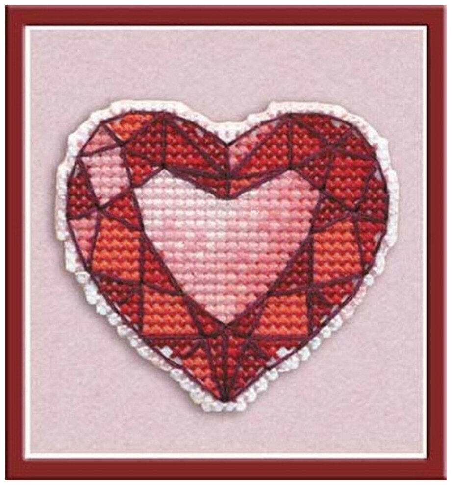 Значок "Сердце" #1173 Овен Набор для вышивания 6 x 5.3 см Счетный крест