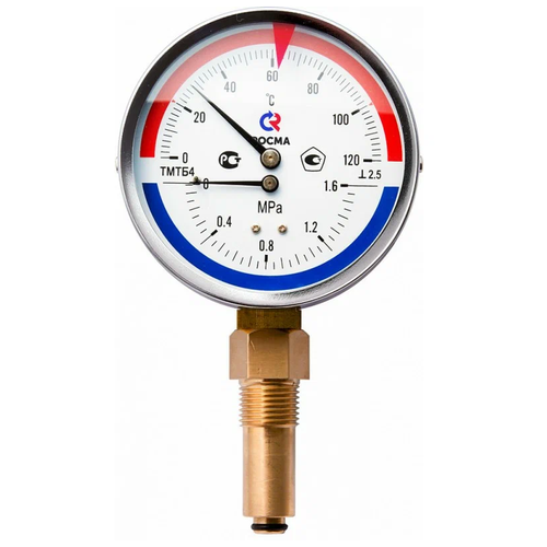 Росма Термоманометр ТМТБ-31Р.1 (0-120 С°), (0-1,6 МРа), G1/2.2,5 росма термоманометр тмтб 31р 1 0 120с 0 0 6 g1 2 80мм радиальный росма 2329