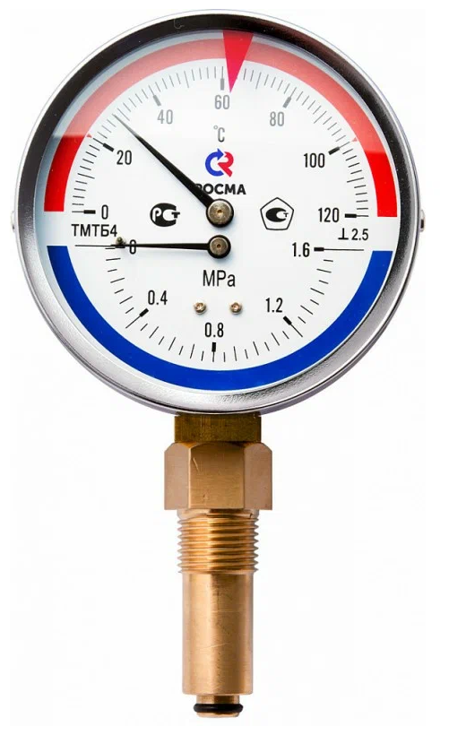 Росма Термоманометр ТМТБ-31Р.1 (0-120 С°) (0-16 МРа) G1/2.25 росма