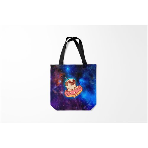 фото Сумка-шоппер / 40х40 см / собаки / мопс космонавт burnettie