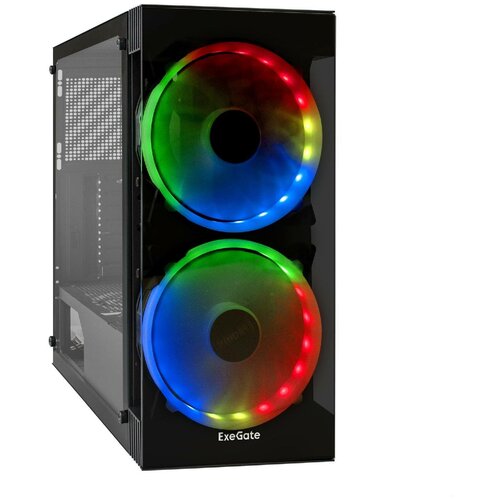 Корпус Miditower ExeGate i3 MATRIX черный, с RGB подсветкой, пылевые фильтры корпус exegate i3 matrix npx600 ex290157rus