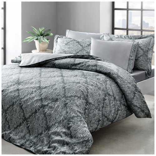 фото Комплект постельного белья tivolyo home scilia жатка серый