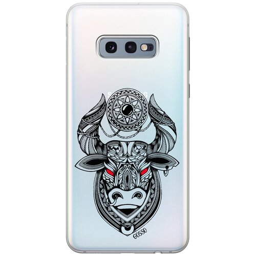 фото Ультратонкий силиконовый чехол-накладка clearview для samsung galaxy s10e с 3d принтом "grand bull" gosso