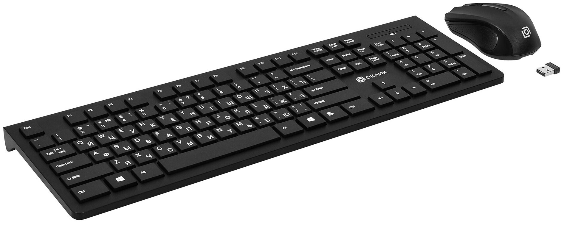 Клавиатура и мышь Oklick Оклик 250M клав:черный мышь:черный USB беспроводная slim