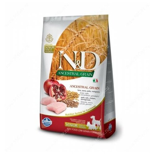 Сухой корм Farmina N&D Ancestral Grain Chicken, Spelt, Oats&Pomegranate Dog Senior Mini - 2,5 кг