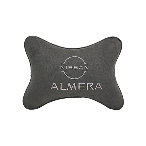 фото Подушка на подголовник алькантара d. grey с логотипом автомобиля nissan almera (new) vital technologies