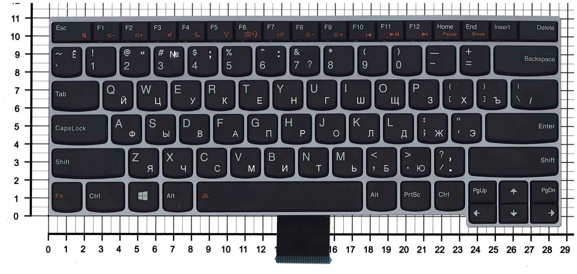 Клавиатура для ноутбука Lenovo 37S00B черная с серебристой рамкой