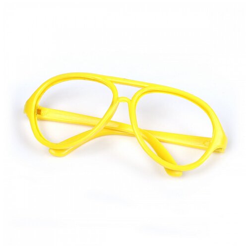 Очки без стекла TBY.53732 цв.желтый 7см, круглые пластик уп.10шт
