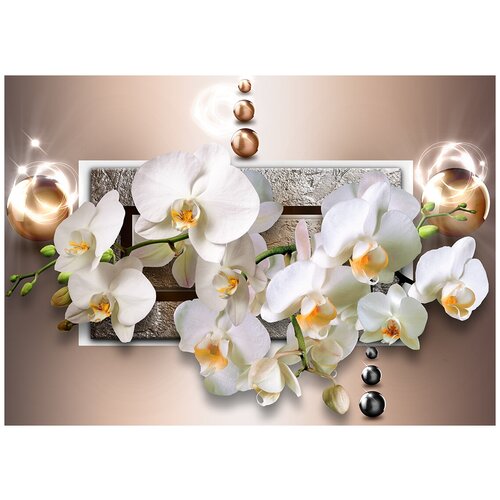 Орхидея на шоколадном фоне - Виниловые фотообои, (211х150 см) орхидея на камнях дзен виниловые фотообои 211х150 см