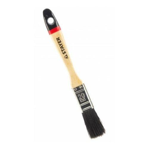 Кисть плоская STAYER UNIVERSAL-EURO, чёрная натуральная щетина, деревянная ручка, 20мм