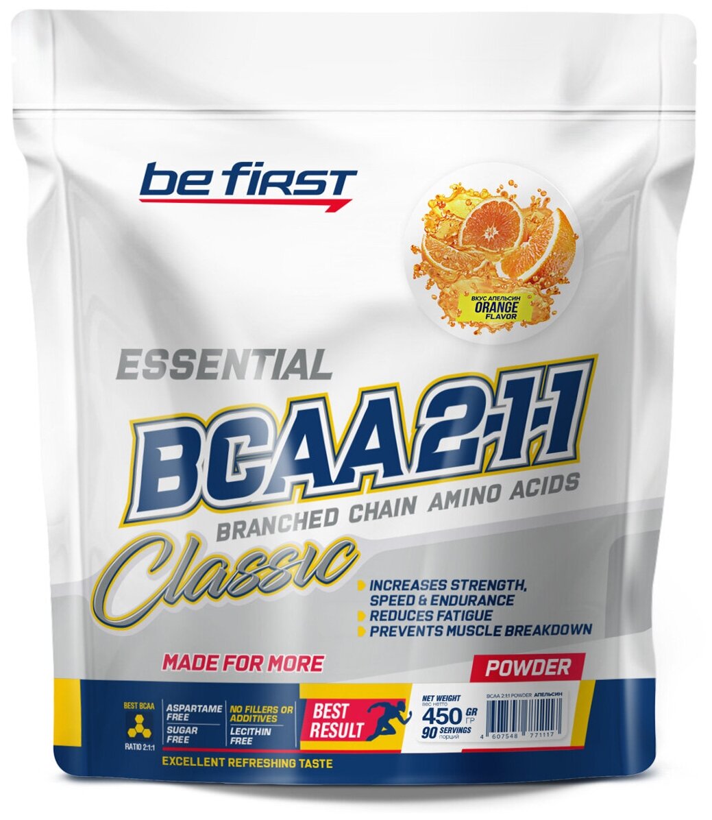 Be First BCAA 2:1:1 Classic powder, 450 г, вкус: апельсин