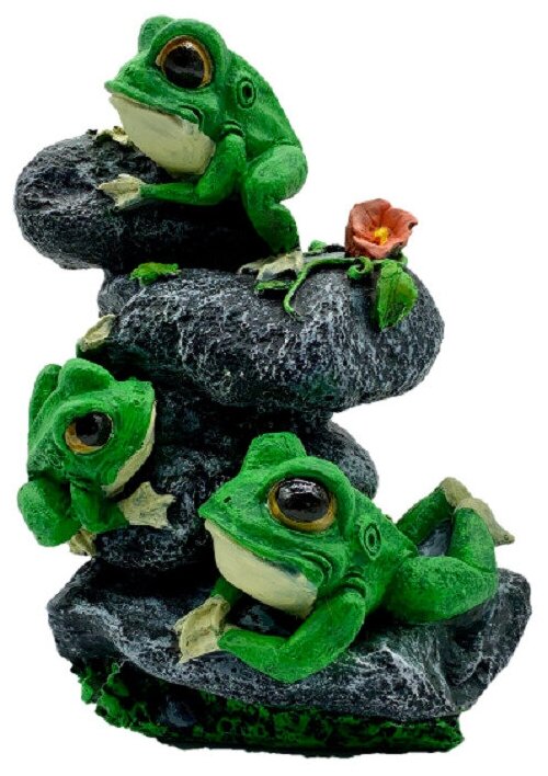 Садовая фигура «Лягушата на камнях» высота 32 см - фотография № 1