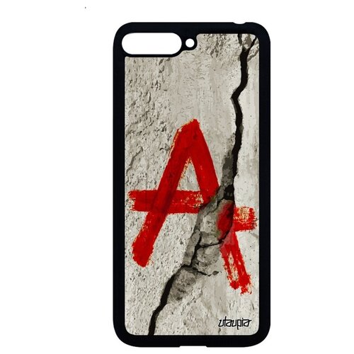 фото Ударопрочный чехол на телефон // huawei y6 2018 // "анархия" anarchy эмблема, utaupia, серый