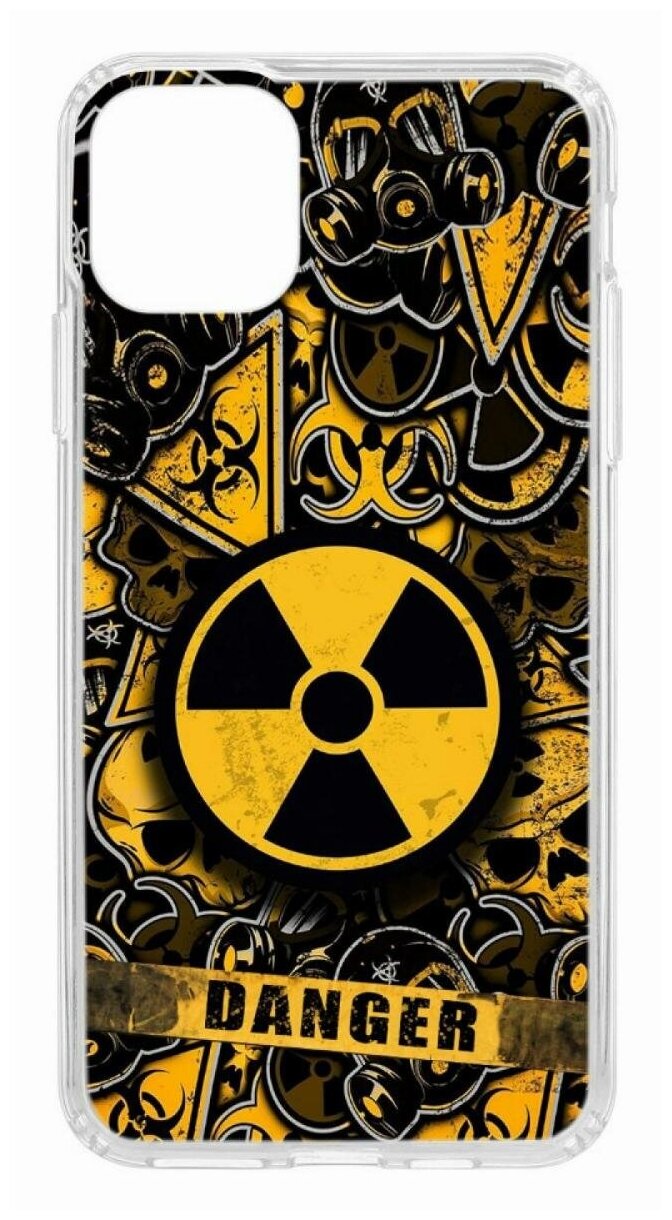 Чехол для iPhone 11 Pro Max Kruche Print Danger,противоударная пластиковая накладка с рисунком,защитный силиконовый бампер с принтом и защитой камеры