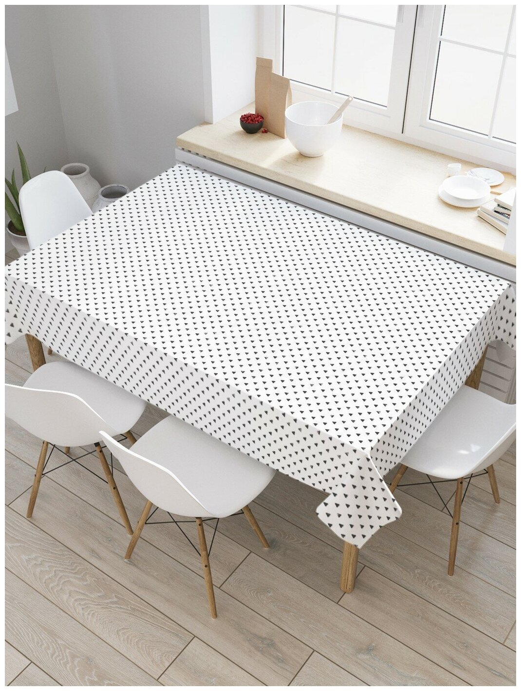 Скатерть прямоугольная JoyArty на кухонный стол "Мелкие треугольники" из оксфорда, 120x145 см