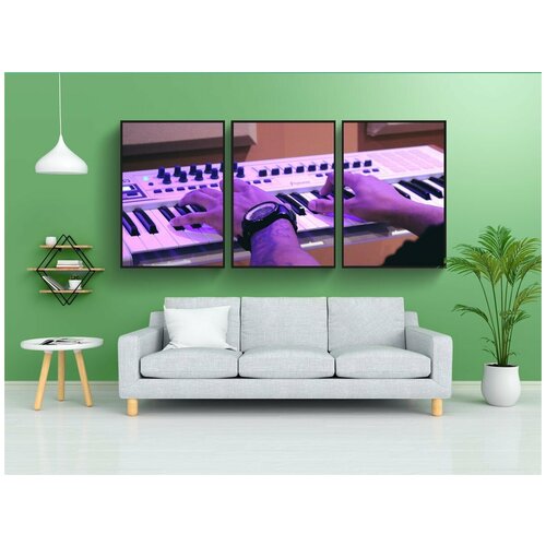 фото Набор модулных постеров для интерьера "пианино, играющий, музыка" 60x90 см. в тубусе, без рамки lotsprints
