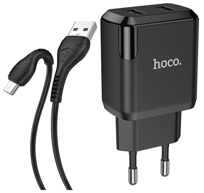 СЗУ Micro USB на 2 USB 2.1A N7 HOCO черное