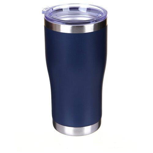 Термокружка PERFEO для напитков с прозрачной крышкой, объем 0,6 л., темно-синий (PF_C3726)