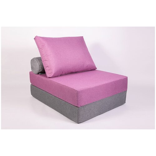 фото Бескаркасное кресло-кровать-пуф "прайм" сиреневый/серый wowpuff