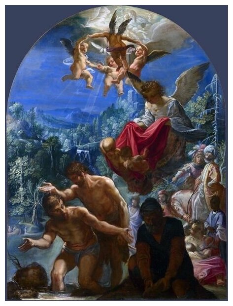 Репродукция на холсте Крещение Господне №1 Эльсхеймер Адам 40см. x 53см.