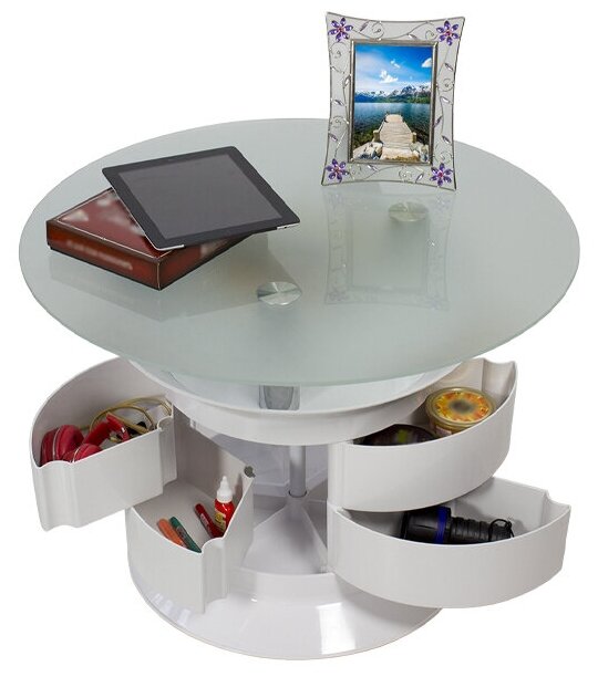 Журнальный столик GiroCo Benito, 6 ящ, 70х70х54 см, белый