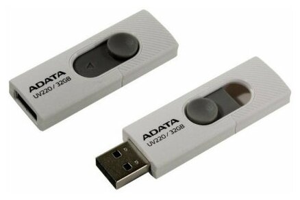 Флэш-память USB_ 32 GB A-DATA UV220, USB 2.0, белый/серый