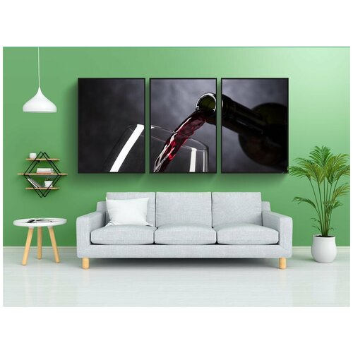 фото Набор модулных постеров для интерьера "вино, бутылка вина, красное вино" 60x90 см. в тубусе, без рамки lotsprints