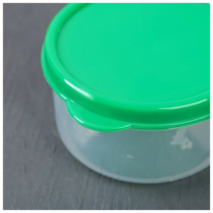 Контейнер круглый Доляна, пищевой, 150 мл, цвет зелёный - фотография № 2