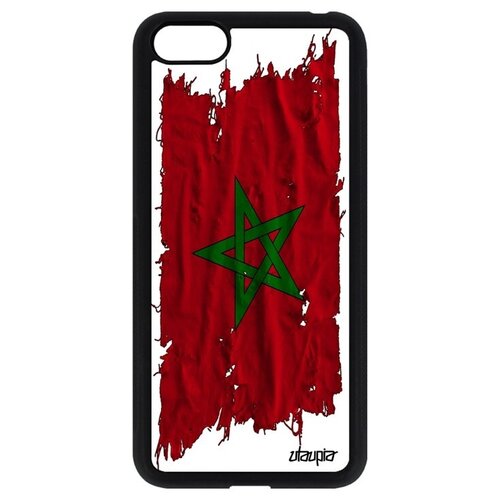 фото Противоударный чехол для мобильного // huawei y5 2018 // "флаг марокко на ткани" патриот страна, utaupia, белый