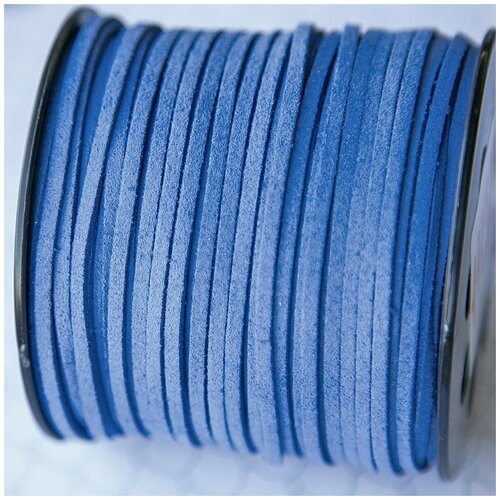 Шнур из исск. замши 3х1.4 мм 10 метров для шитья / рукоделия / браслетов, цвет зелено-голубой