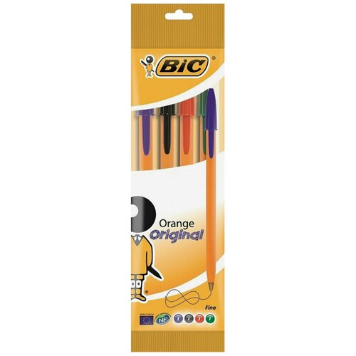 Ручки шариковые BIC Orange, набор 4 цвета, узел 0,8 мм, линия 0,3 мм, пакет, 8308541 (цена за 5 шт)