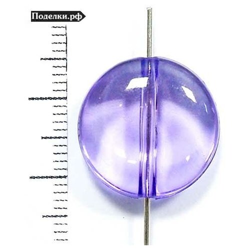 Акриловая бусина Таблетка плоская прозрачная 0008618 фиолетовый цвет 19х8мм, цена за 10 шт.