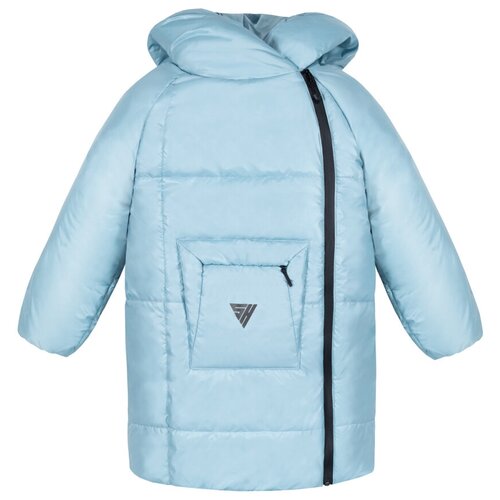 фото Бомбер sherysheff, демисезон/зима, карманы, капюшон, размер 110, голубой