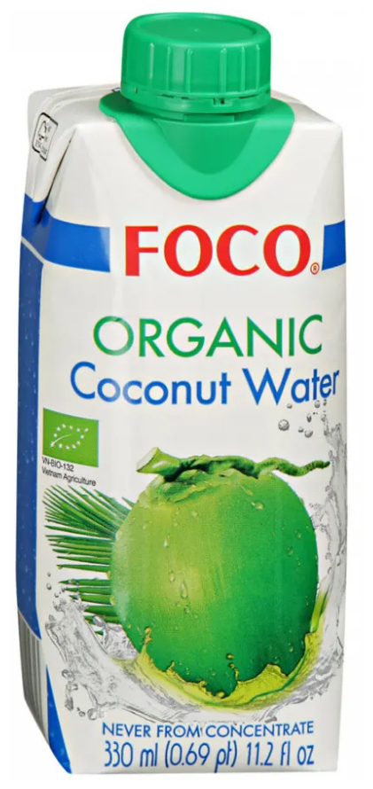 ORGANIC кокосовая вода "FOCO" 330 мл Tetra Pak*12 шт - фотография № 4