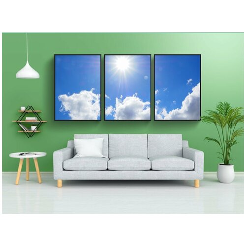 фото Набор модулных постеров для интерьера "облака, небеса, синий" 60x90 см. в тубусе, без рамки lotsprints