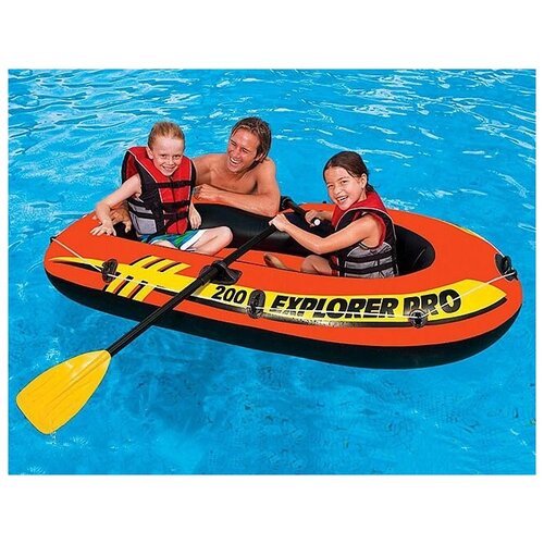 надувная лодка intex explorer pro 200 set 58356 красный Надувная двухместная лодка Intex Explorer PRO - 200 (set) с веслами и насосом