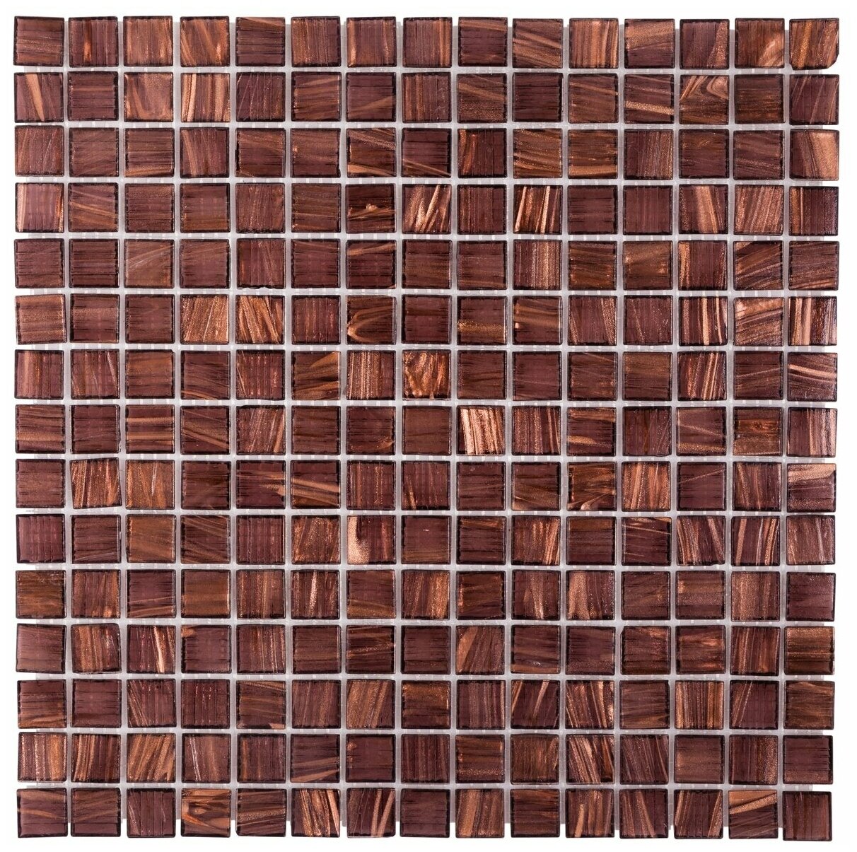 Стеклянная мозаика DAO-202-20-4. Размер 327х327мм. Толщина 4мм. Цвет золотой/коричневый. 1 лист. Площадь 0.107м2