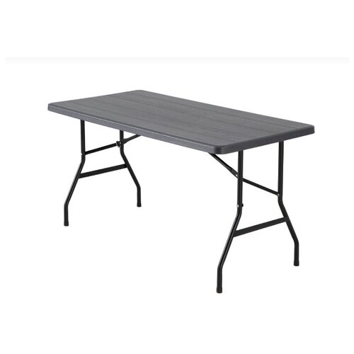 Обеденный стол для сада, складной 137x70x74см, пластик/металл, матового черного цвета, станет практичной деталью оформления зоны отдыха на свежем возд