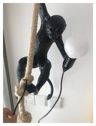 Светильник Обезьяна с Лампой Monkey Black Lamp Ceiling - фотография № 4