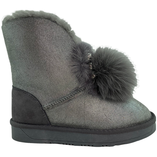 фото Угги женские высокие спереди меховой бубон бусины (2963)