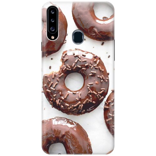 фото Силиконовый чехол на samsung galaxy a20s / самсунг а20 эс с эффектом блеска "пончики в шоколадной глазури gosso