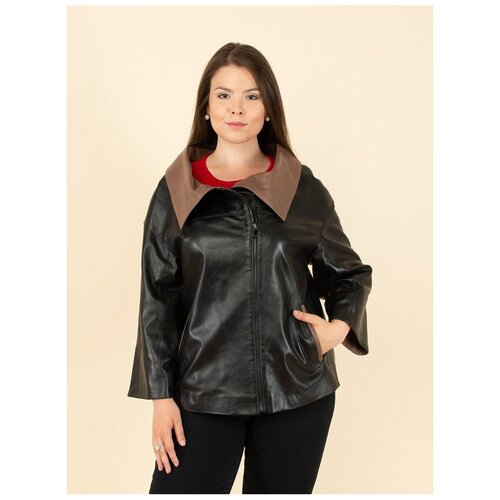 фото Кожаная куртка 233, каляев, размер 54, бежевый