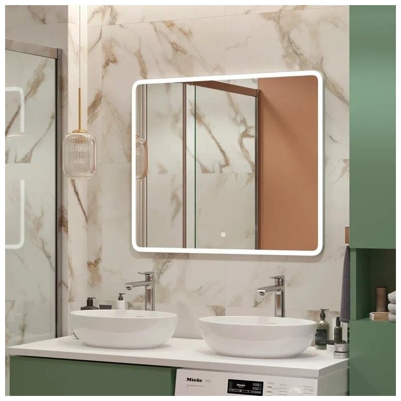 Зеркало для ванной комнаты Uperwood Foster 90*80 см, LED подсветка, сенсорный выключатель, антизапотевание